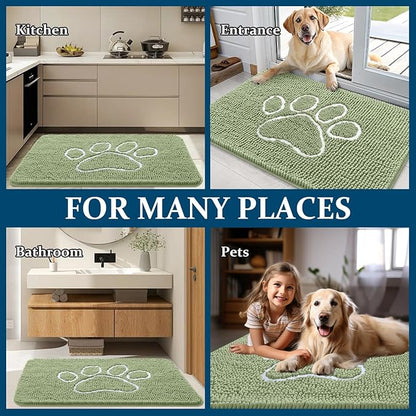 OLANLY Dog Door Mat for Muddy Paws 59x24, Paw Print Design, Absorbs Moisture - Image 8