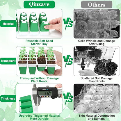 Reusable Silicone Seed Starter Tray, 60 Cells Seed Starter Kit - Image 2