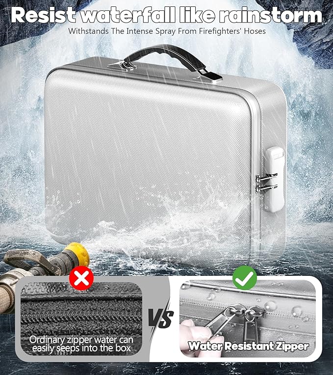 Fireproof Document Box, Hard Case Highly Flame-Resistant Fire Proof Waterproof - Image 7