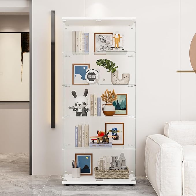 Yoluckea 5 Shelves Glass Display Cabinet - Image 3