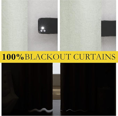 NICETOWN 100% Blackout Linen Curtains - Image 3