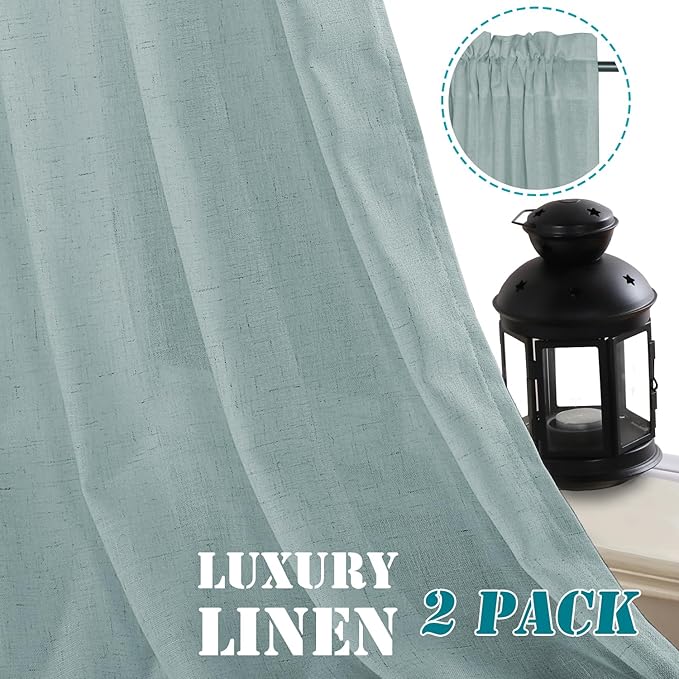 H.VERSAILTEX Linen Curtains Elegant Natural Linen Semi Sheer Curtains Energy - Image 8