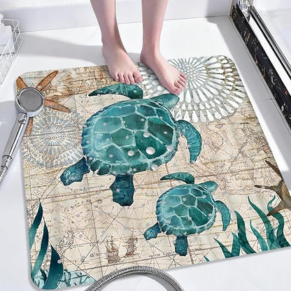 Sea Turtle Square Anti Slip Shower Mats by Unknown