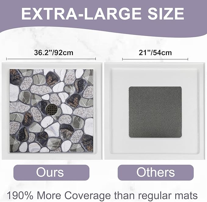 Square Shower Mat Non Slip: 36x36 Inch Extra Large Shower Mats - Image 2
