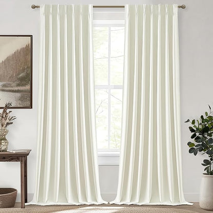 Ivory White Pinch Pleated Complete Blackout Curtains & Drapes 84 Inch Length 2 by QJMYDECO
