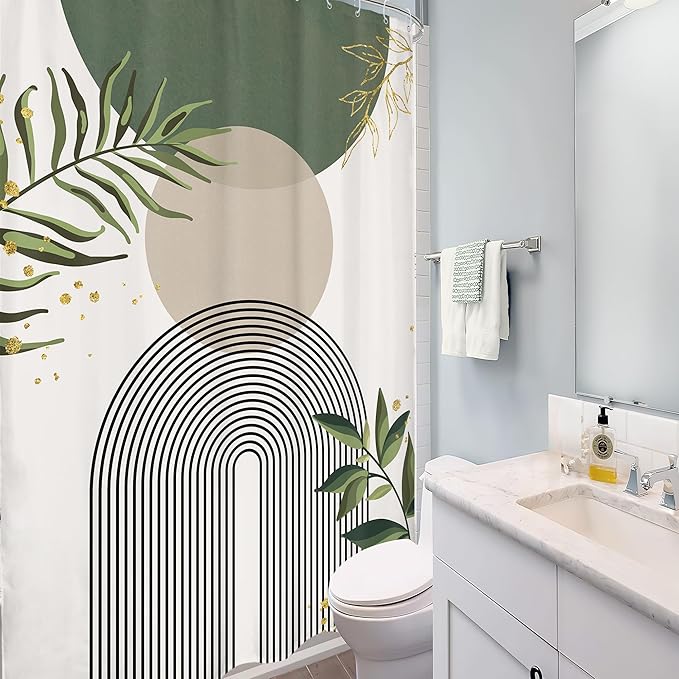 Stall Small Boho Shower Curtain 48Wx72H Rv Sage Green Modern Bohemian Abstract - Image 3