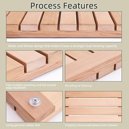 bingaai Cedar Wood Shower Mat 24" × 24", Cedar Wood Bath Mat Square, Wooden - Image 3