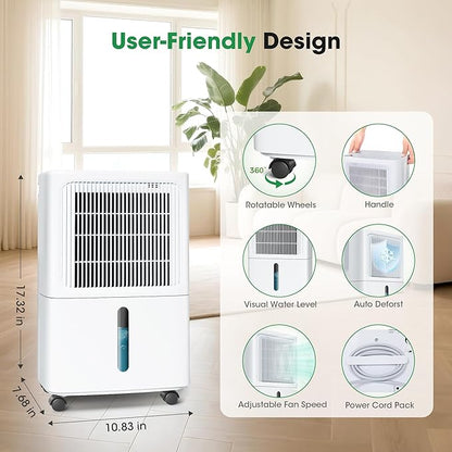 Dehumidifiers for Home with Drain Hose, 55 OZ Water Tank, 2500 Sq.Ft 35 Pints - Image 9