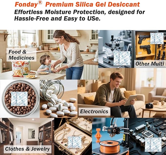 2g x 2500 Packs Fonday Food Grade Silica Gel Desiccants Packs Moisture - Image 8