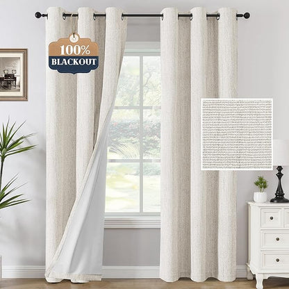 H.VERSAILTEX 100% Blackout Curtains Linen Textured Chenille Curtains Thermal by HVERSAILTEX