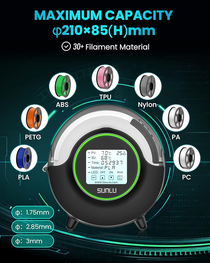 SUNLU Official Filament Dryer S2, Upgraded 3D Filament Dryer - Image 6