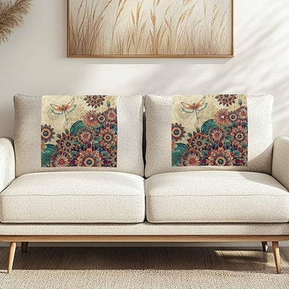 Dragonfly Boho Flower Recliner Headrest Protector Well Fit Sofa Headrest Cover - Image 2