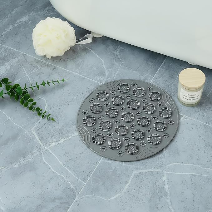 Round Non Slip Shower Mat with Suction Cups 11.8 Inch, Anti Skid PVC Bath Mat - Image 7