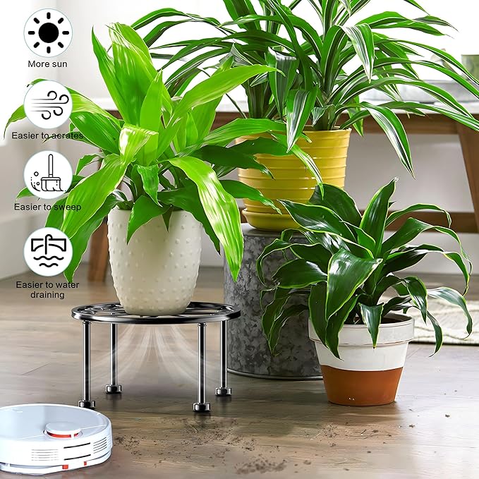 Garden Gifts Plant Lovers Gifts 3 Packs Black Metal Plant Stand - Image 2