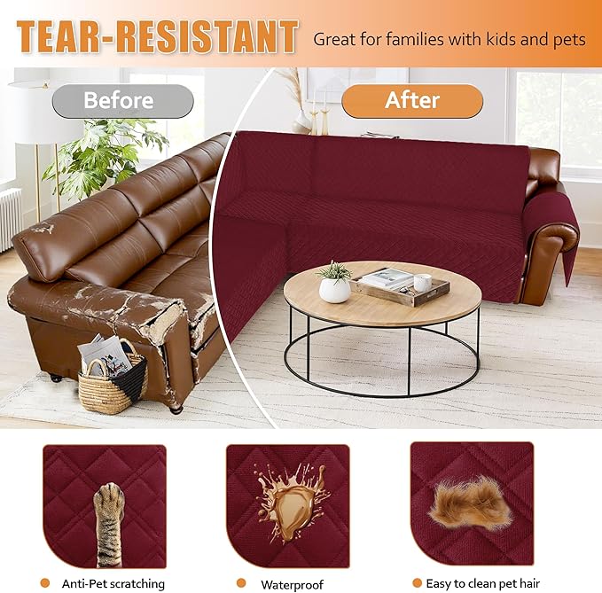 Arfntevss Waterproof Sectional Couch Covers L Shape Washable Velvet Sofa Cover - Image 6