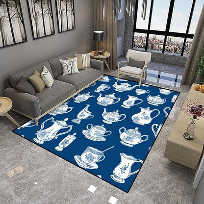 Broadloom - Cups and Teapots Pattern Printing Lightweight Area Rugs Fade - Image 4