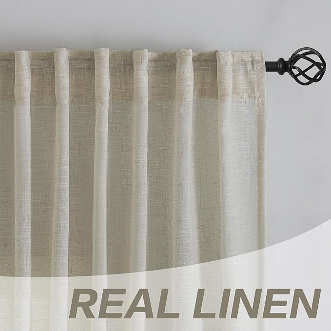 DONREN Linen Back Tab Curtains 84 Inches Long 2 Panels - Image 7