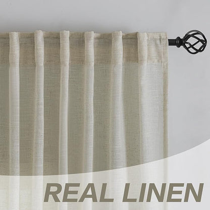 DONREN Linen Back Tab Curtains 80 Inches Long 2 Panels - Image 7