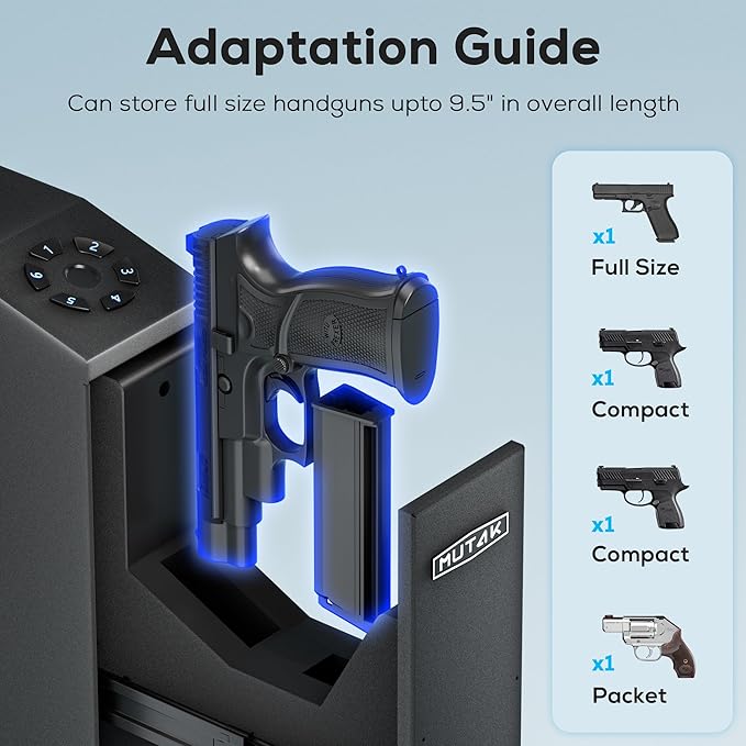 Gun Safe for Handgun, Slider Biometric Pistol Safe, 4 Ways Quick Access - Image 4