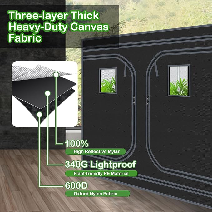 Grow Tent 120"x120"x78" Grow Tents Plant Tent 600D Mylar Reflective Grow Tent - Image 5