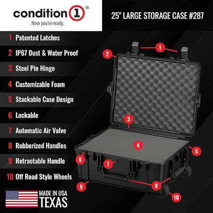 Condition 1 25" Large Rolling Hard Travel Case Model 287 Lockable Storage Box - Image 3
