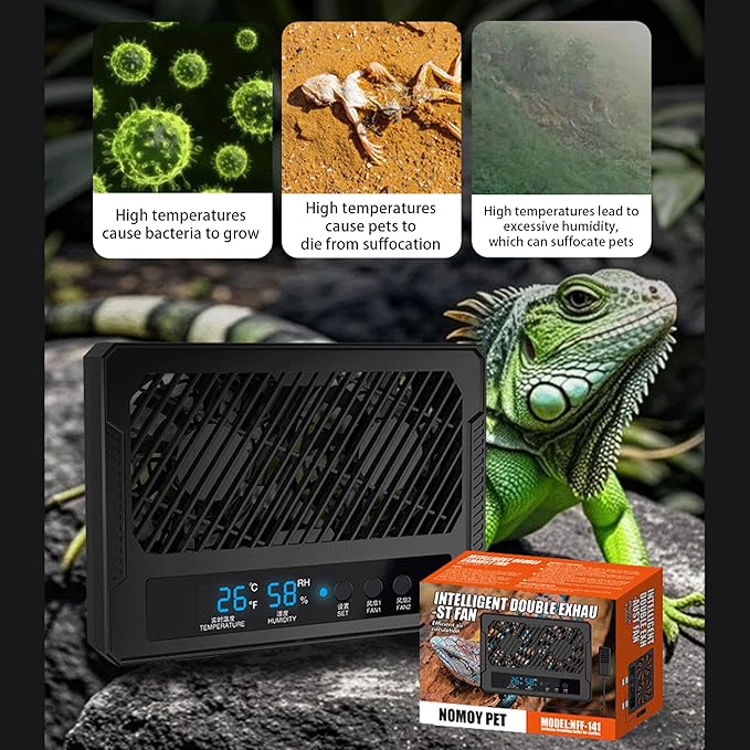 Reptile Fan & Terrarium Dehumidifier – Smart Dual-Row Humidity Fan - Image 3