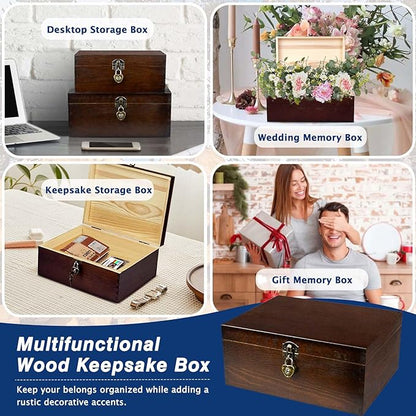 Wood Keepsake Boxes with Lock and Keys Handcrafted Decorative Wooden Storage - Image 5