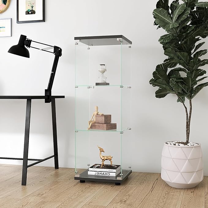 Yoluckea 3 Shelves Glass Display Cabinet - Image 4