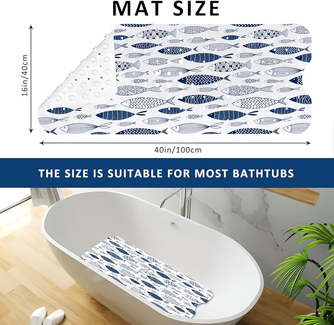 Fish Bathtub Mat Non Slip, Boho Baby Bath Mat - Image 3