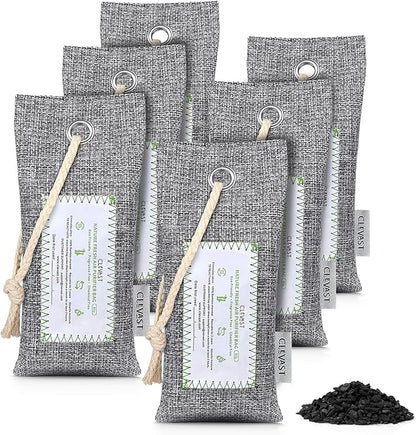CLEVAST 6 Pack Charcoal Air Purifying Bags, Activated Bamboo Natural Fresh Odor by CLEVAST