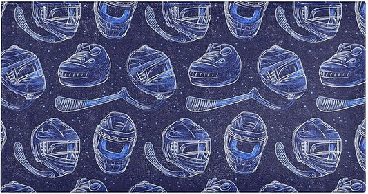 Ice Hockey Pattern Blue Decorative mat Non Slip Anti Mold Washable Rugs by Unknown