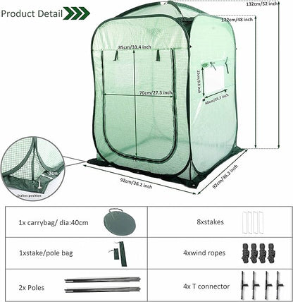 Porayhut Pop Up Greenhouse Tent, Portable X-Large Walk-in Flower House - Image 2