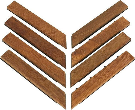 Bare Decor EZ-Floor Corner Trim Piece Interlocking Flooring in Solid Teak Wood by BareDecor