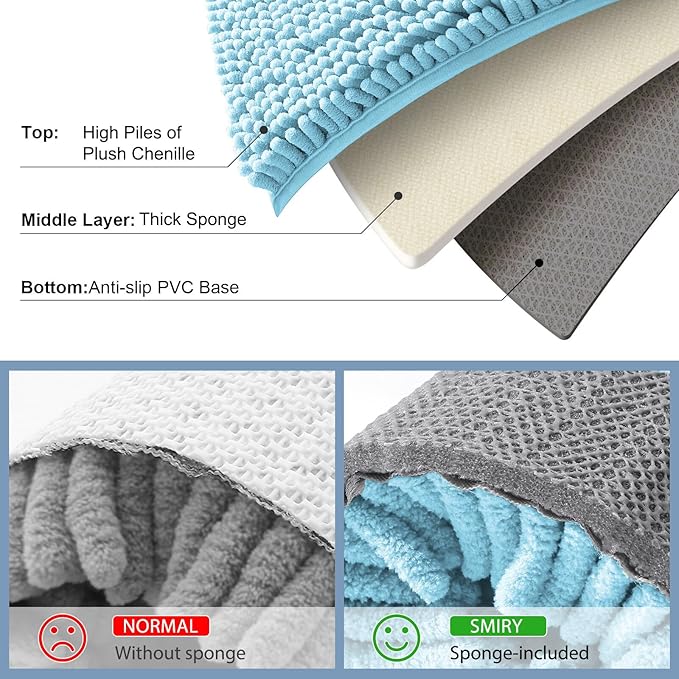 Smiry Luxury Chenille Bathroom Rugs 47x17, Extra Soft and Absorbent Shaggy Bath - Image 6