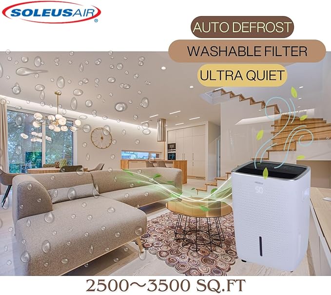 Soleus Air 35 Pint Dehumidifier, Energy Star Rated 2, 500 Sq Ft, - Image 4