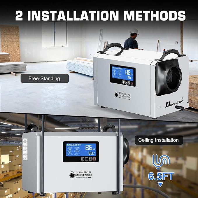 145 Pints Commercial Dehumidifier, Industrial Water Damage Unit up to 6 - Image 5