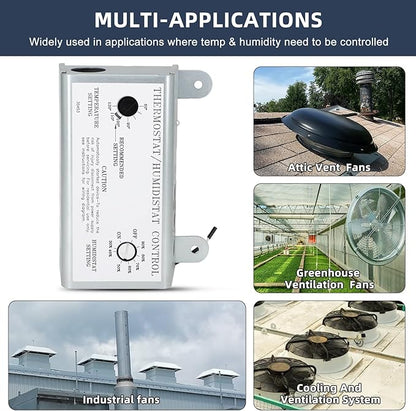 Criditpid Attic Fan Adjustable Thermostat & Humidistat Controller Box - Image 5
