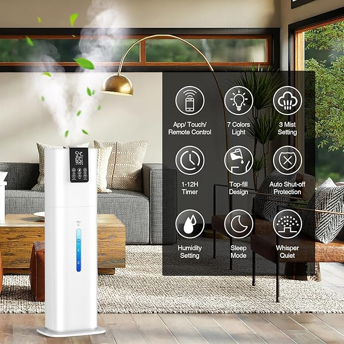 Smart Humidifiers Large Room Bedroom Home, 2.11Gal Quiet Top Fill Cool Mist - Image 3