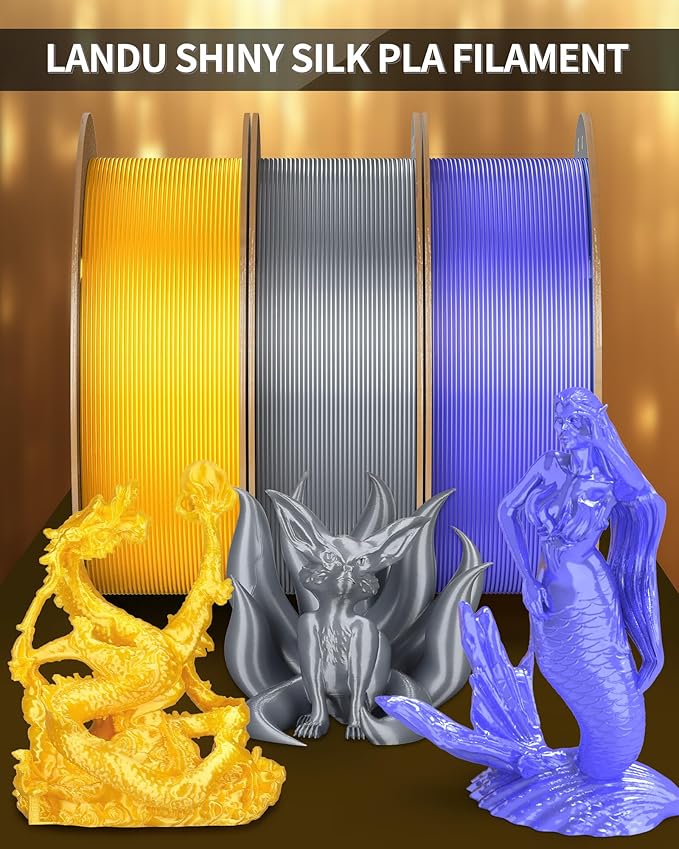 LANDU Silk PLA Filament 1.75mm Gold 1KG, 3D Printer Filament Dimensional - Image 5