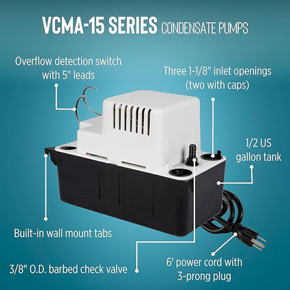 Little Giant VCMA-15ULST 115 Volt, 65 GPH, 1/50 HP Automatic Condensate Removal - Image 3