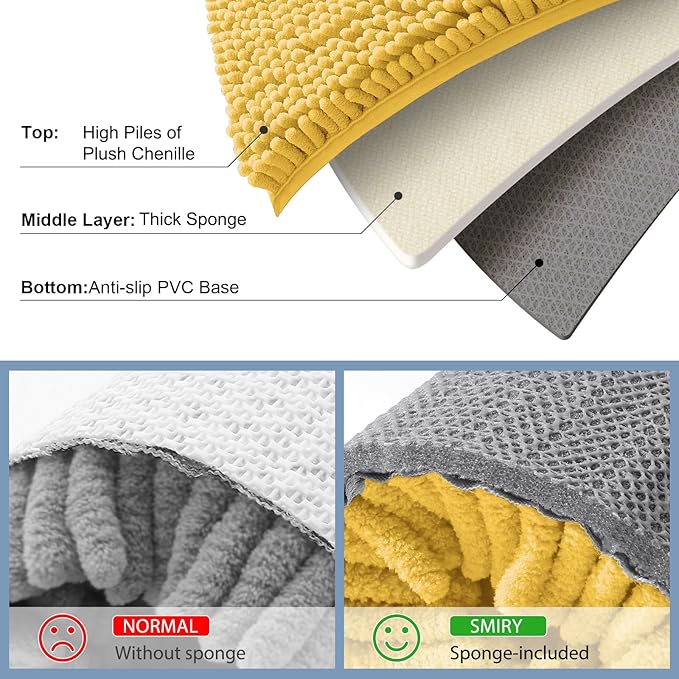 Smiry Luxury Chenille Bathroom Rugs 24x16, Extra Soft and Absorbent Shaggy Bath - Image 5
