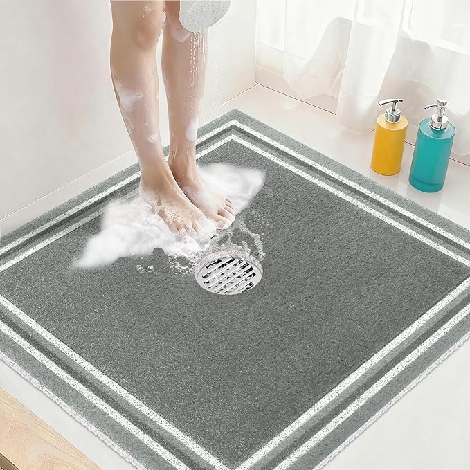 Square Shower Mat Non Slip: 24x24 Inch Extra Large Shower Mats by KAZOLEN
