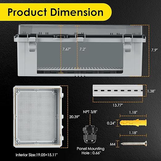 Waterproof Electrical Junction Box Outdoor, IP67 ABS Plastic Weatherproof - Image 3