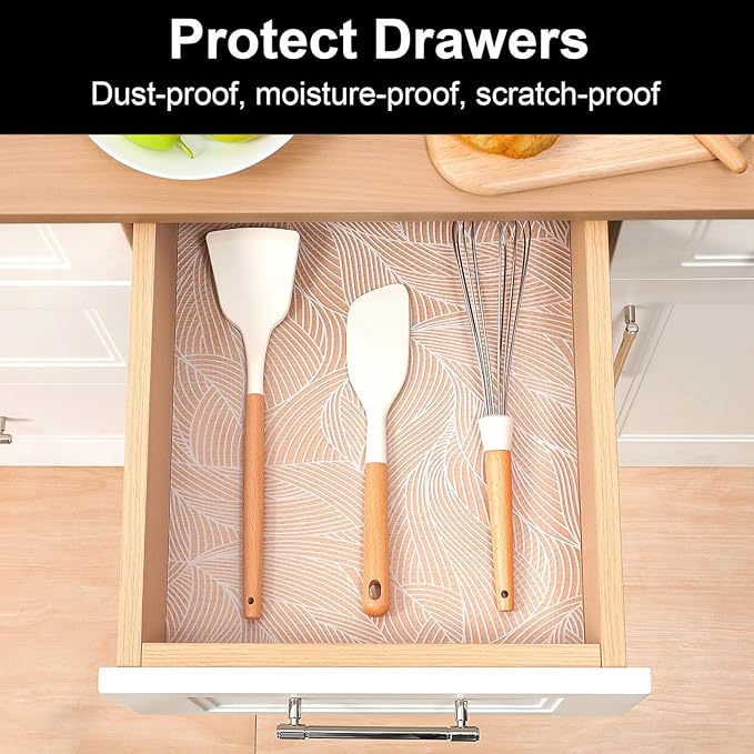 Cooyes Shelf Liner, Non-Adhesive Waterproof Drawer Liner, Durable Easy-to-Cut - Image 2