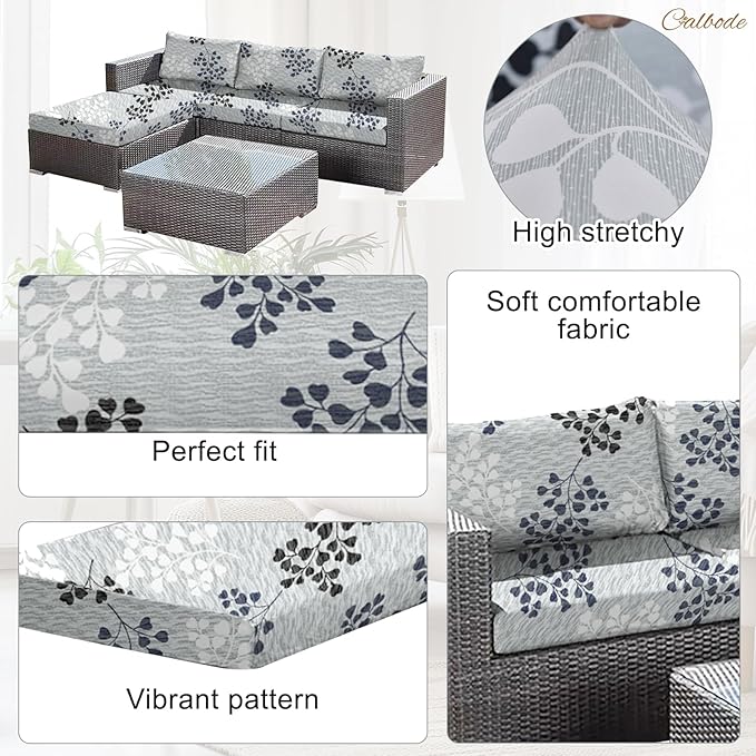 12Pcs Outdoor Stretch Cushion Covers, Waterproof Outdoor Chair Floral Cushion - Image 3