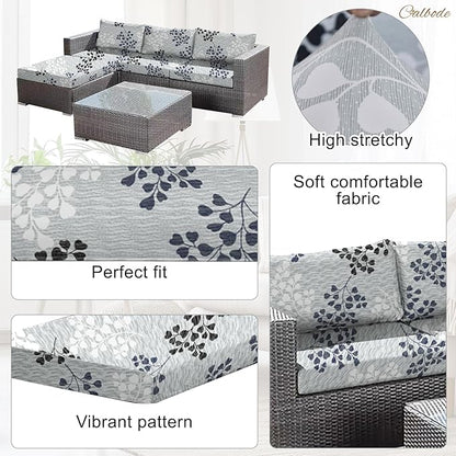 12Pcs Outdoor Stretch Cushion Covers, Waterproof Outdoor Chair Floral Cushion - Image 3