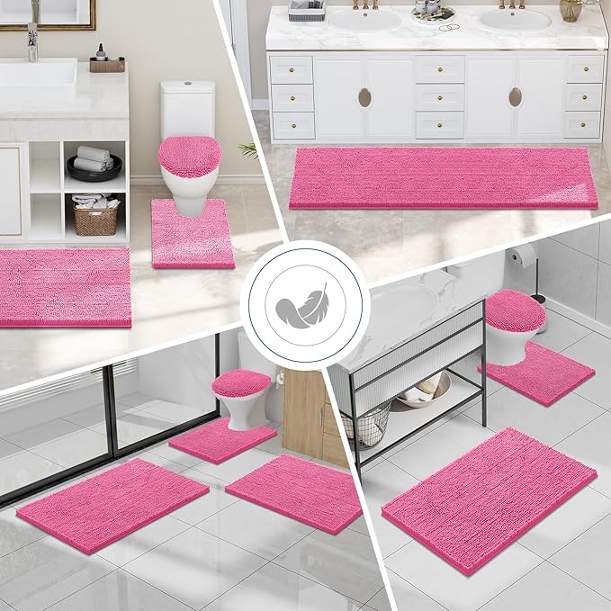 Smiry Luxury Chenille Toilet Rugs U-Shaped 24x20, Soft Absorbent Non-Slip - Image 7