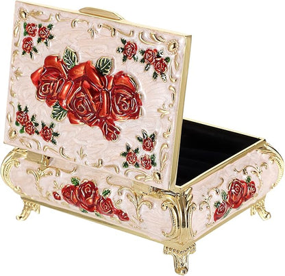 Hipiwe Vintage Metal Jewelry Box Small Treasure Chest Case Trinket Organizer - Image 8