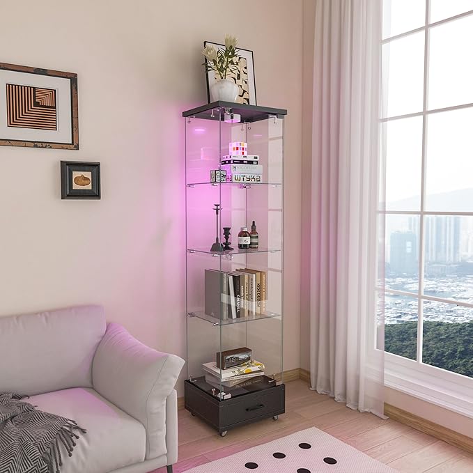 Yoluckea 4-Tier Glass Display Cabinet - Image 8