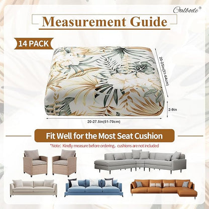 14Pcs Stretch Patio Cushion Cover, Tropical Floral and Leaf Pattern Sofa Covers - Image 2